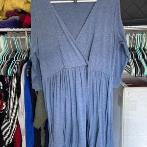 3/4 Sleeve Blue Dress